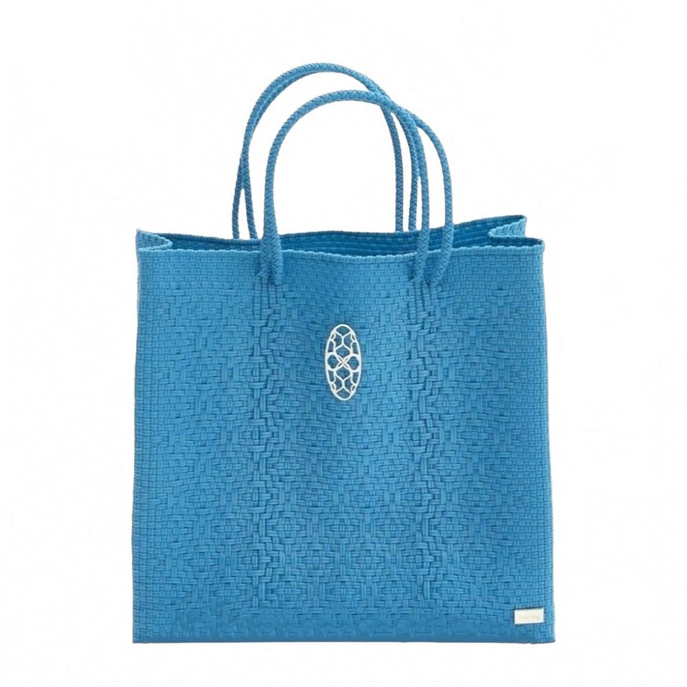 NEW LOLA'S BAG women's medium handmade regular strap tote bag in blue